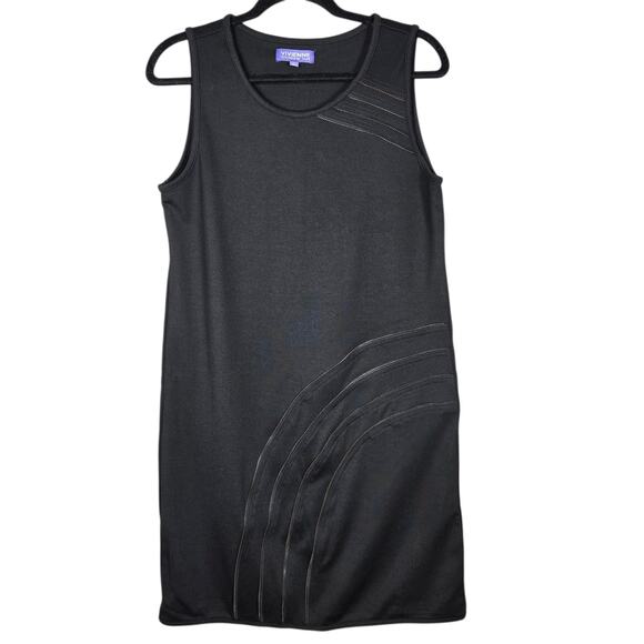 Vivienne Tam Dresses & Skirts - Vivienne Tam Black Knit Sheath Dress Small Sleeveless Zipper Accent Edgy Design